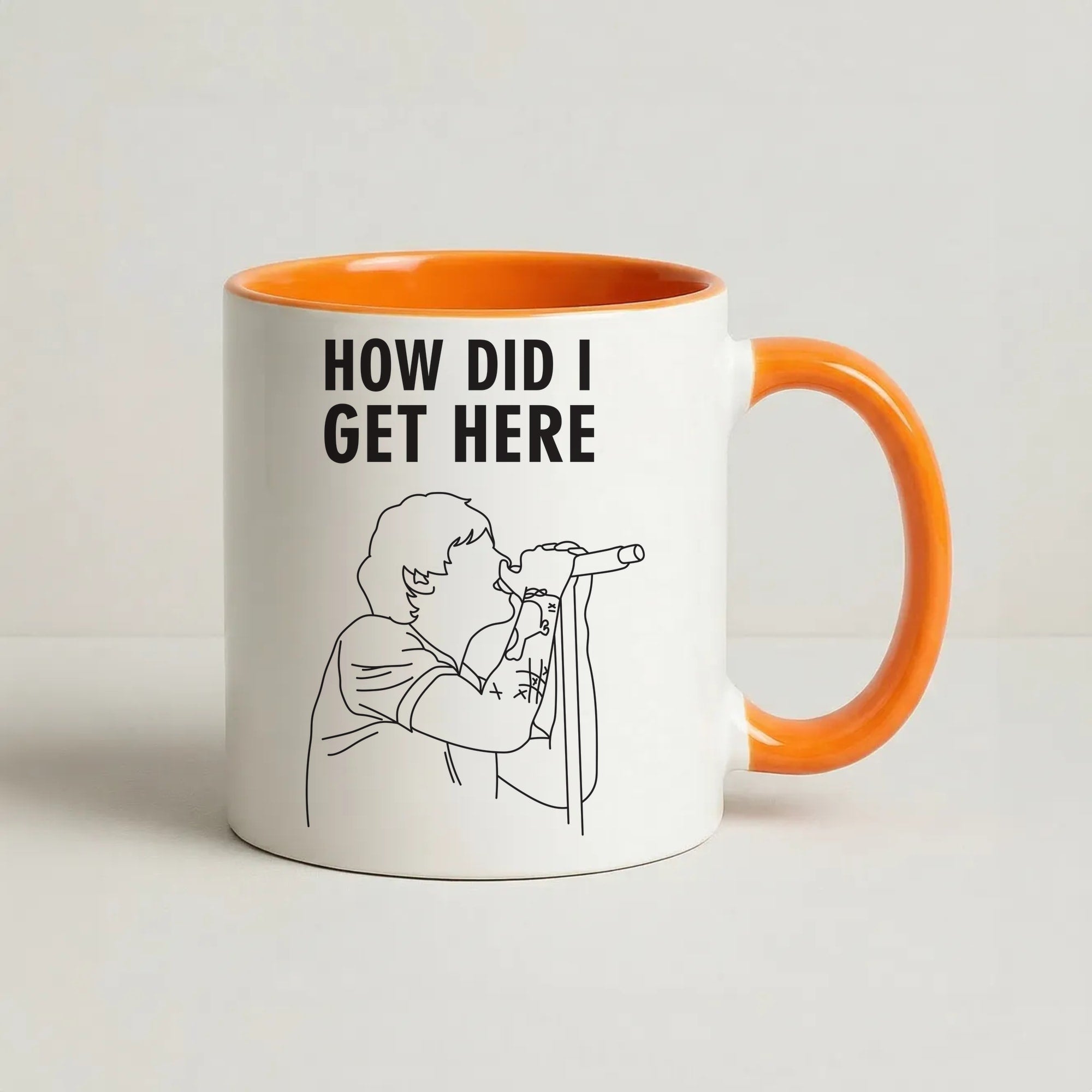 How Did I Get Here Outline Coffee Orange Mug