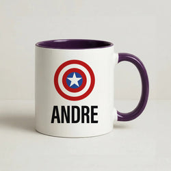 Captain America - Personalised Superhero Comic Coffee Purple Mug