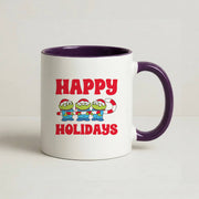 Happy Holidays Cute Green Aliens Mug 10