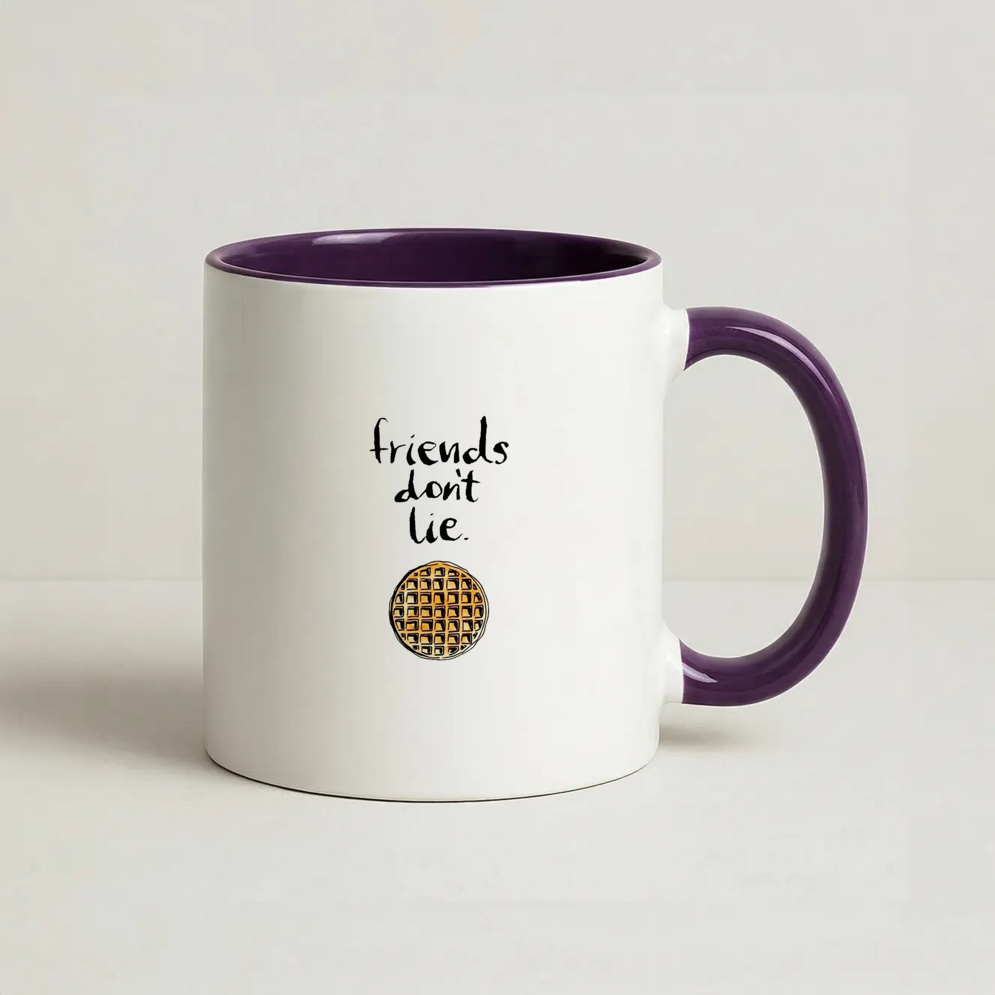 Friends Don't Lie Waffle Coffee Purple Mug