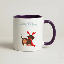 Dachshund Through The Snow - Christmas Coffee Purple Mug