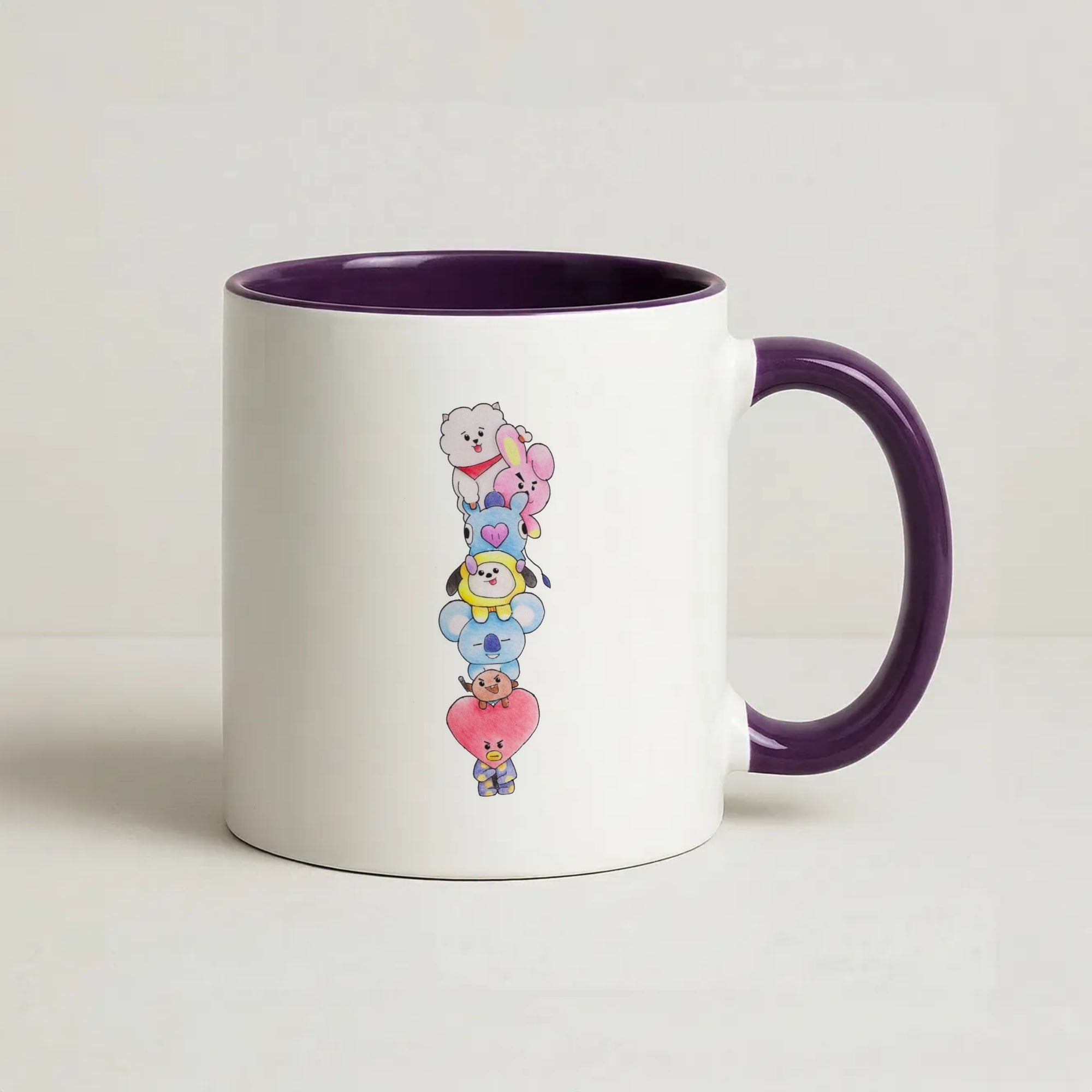 K-Pop Band BT21 Drawing Coffee Purple Mug