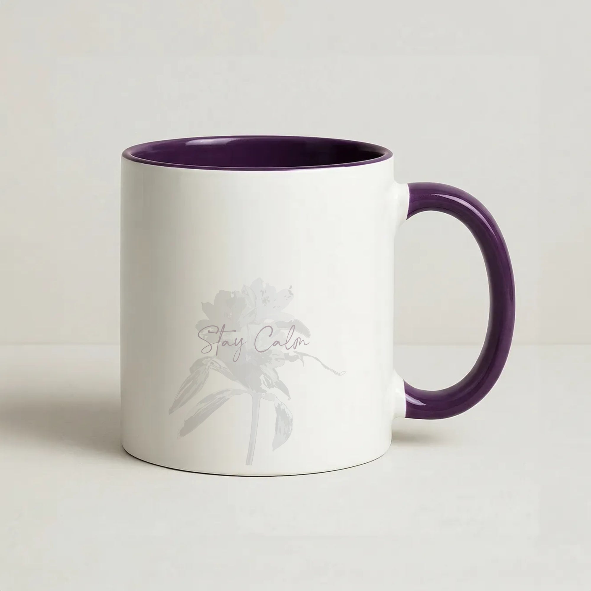 Mauve Stay Calm Coffee Purple Mug