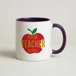 Apple Best Teacher Ever Coffee Purple Mug