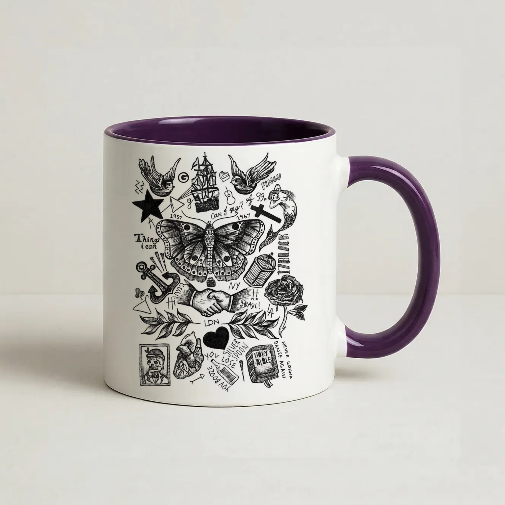 Harry Tattoos Coffee Purple Mug