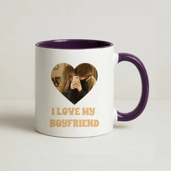 I Love My Boyfriend - Personalised Couples Coffee Purple Mug