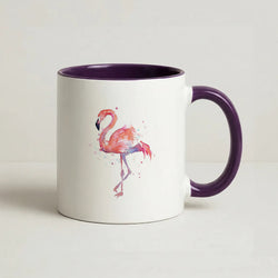 Watercolour Flamingo Painting Coffee Purple Mug