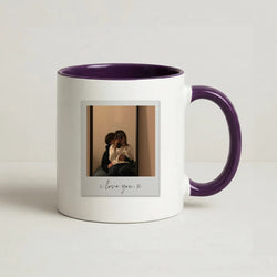 I Love You Polaroid - Personalised Couples Coffee Purple Mug