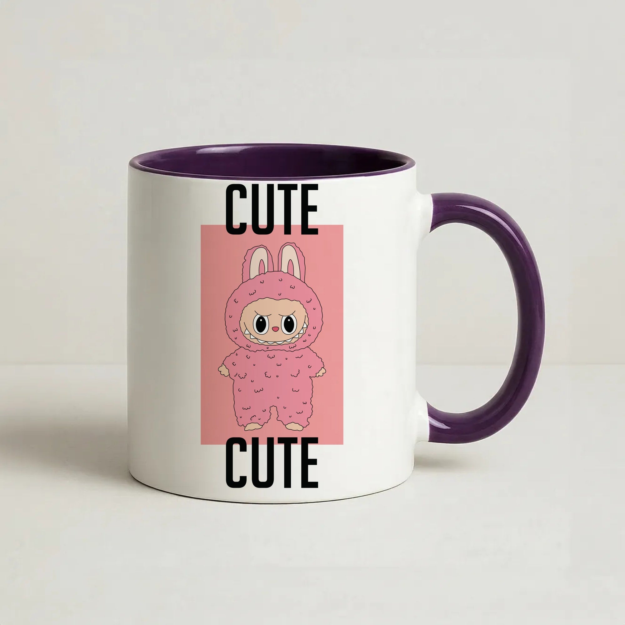 Cute Black Monster Coffee Purple Mug