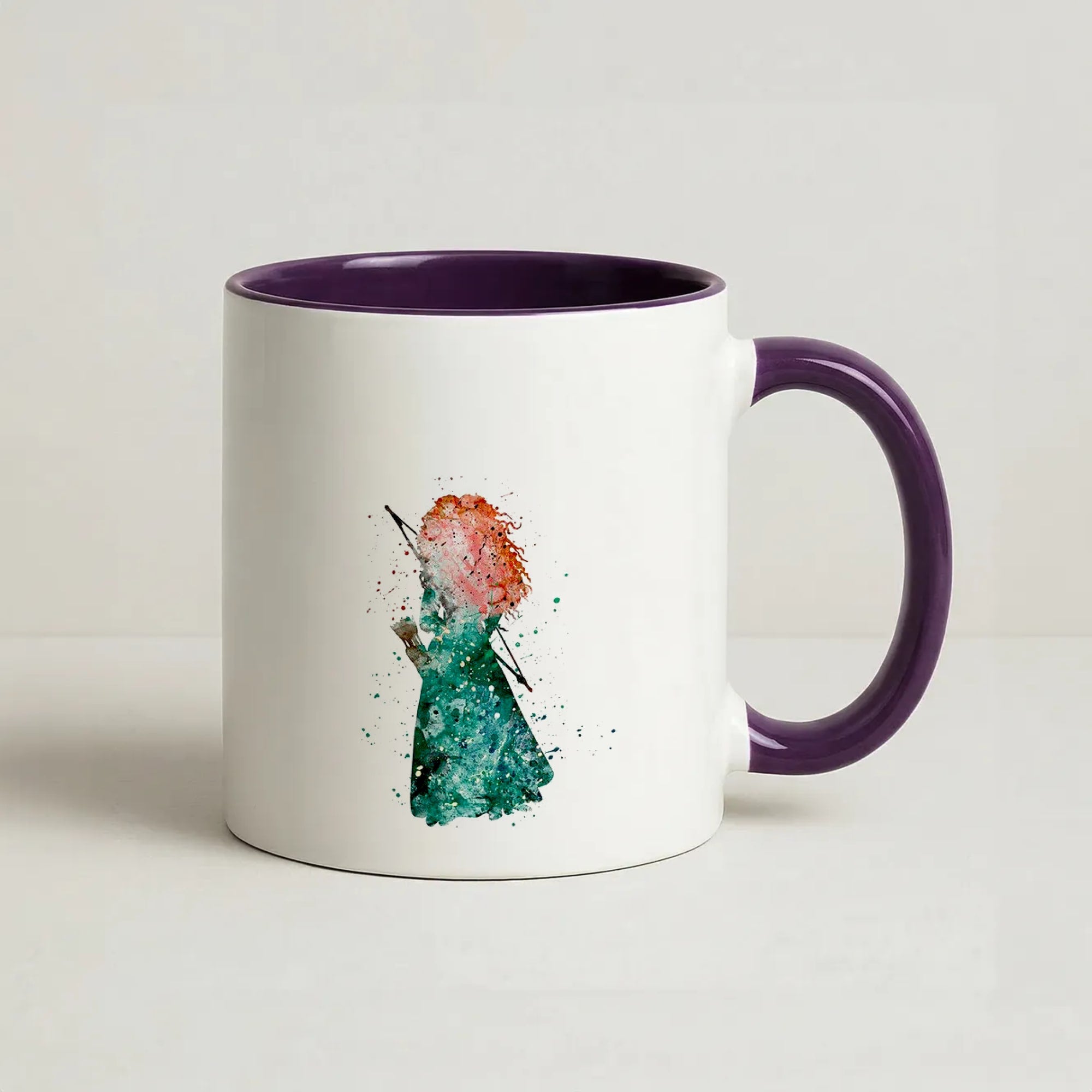 Watercolour Princess Merida Brave Fairytale Coffee Purple Mug