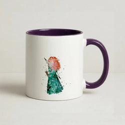 Watercolour Princess Merida Brave Fairytale Coffee Purple Mug