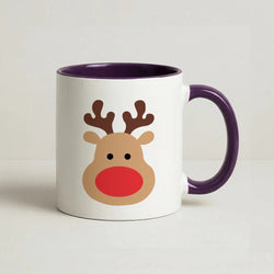 Rudolph Face - Christmas Coffee Purple Mug