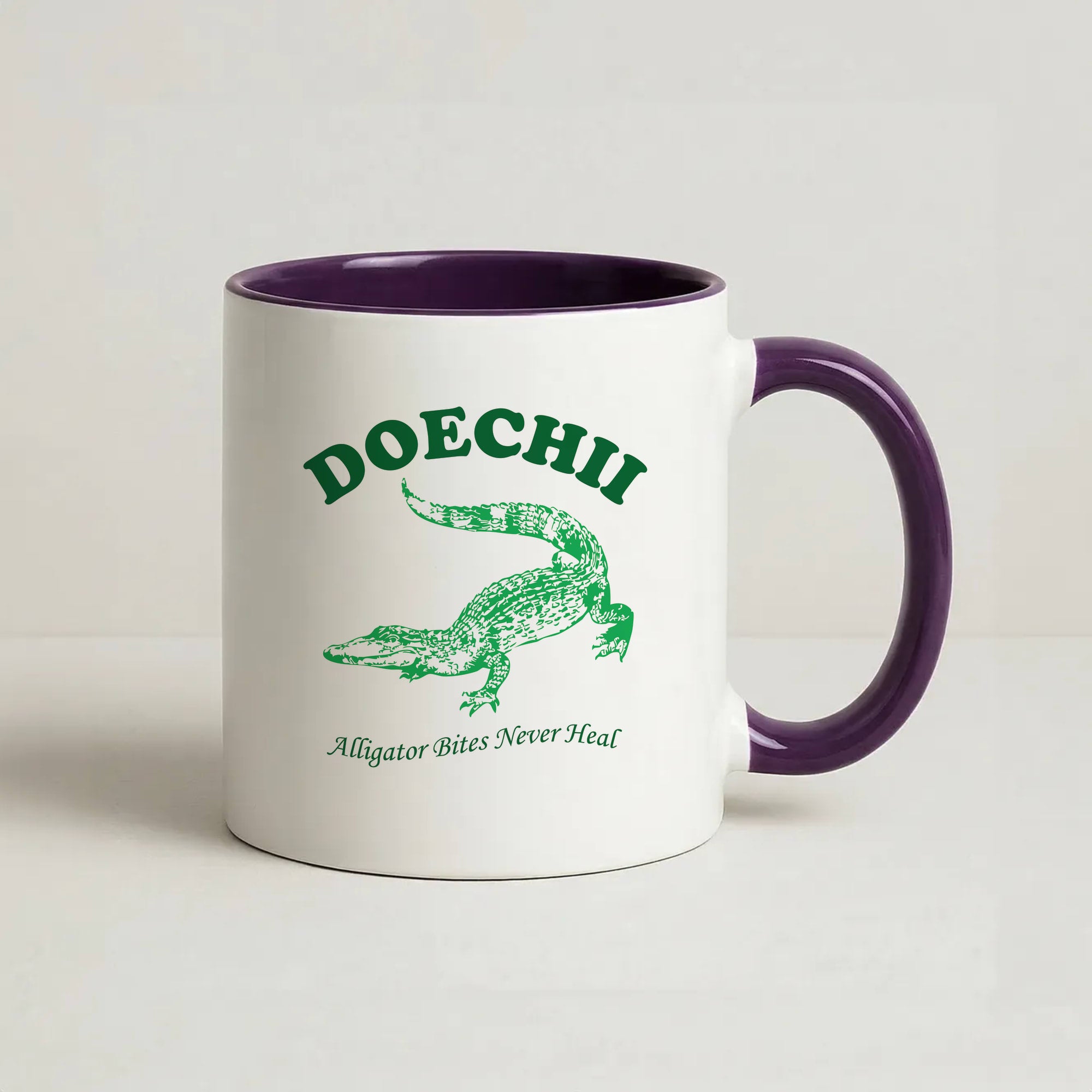 Alligator Bites Never Heal Collage Coffee Purple Mug