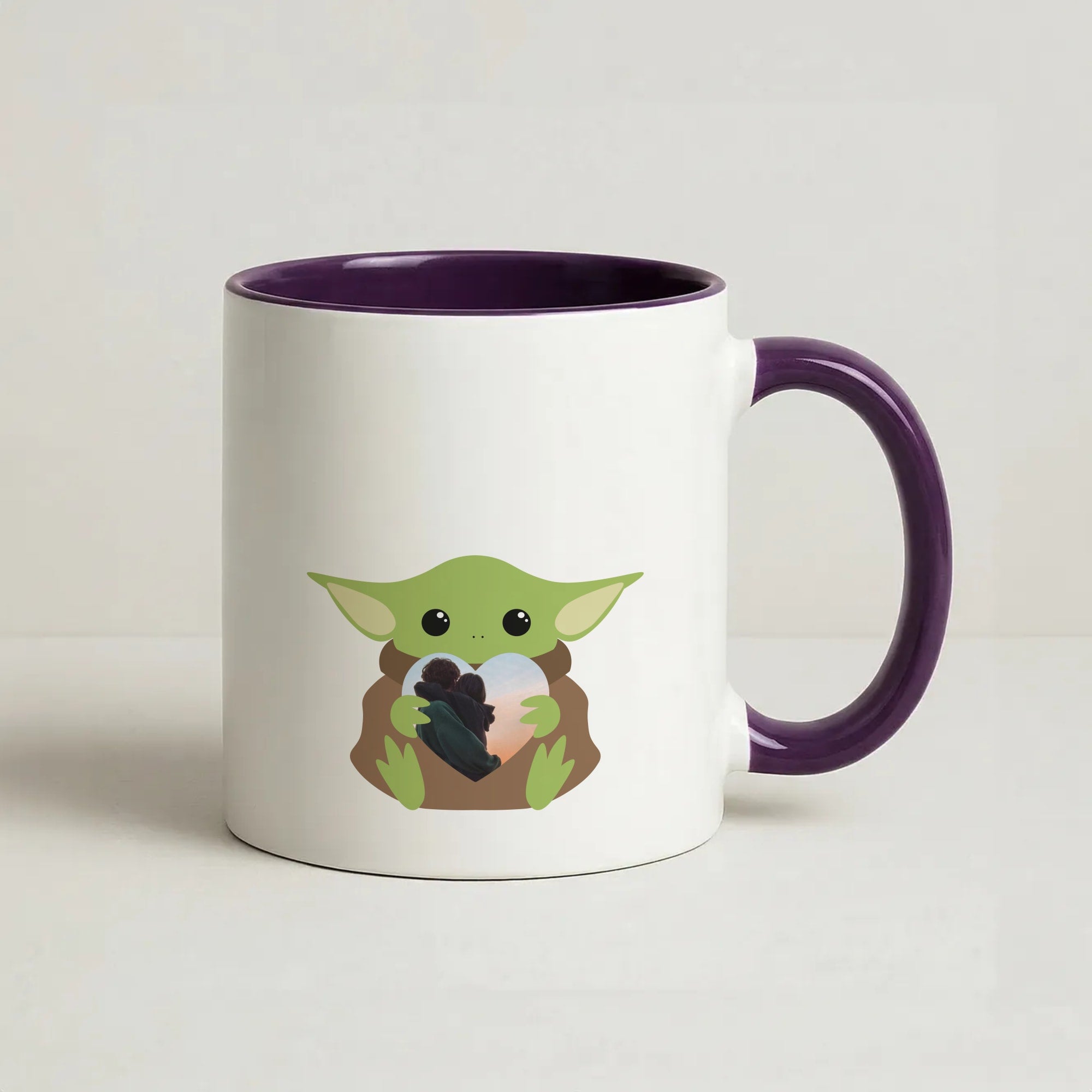 Baby Yoda - Personalised Couples Coffee Purple Mug