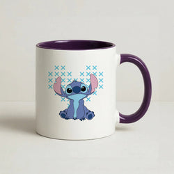 Blue Alien Hearts Coffee Purple Mug