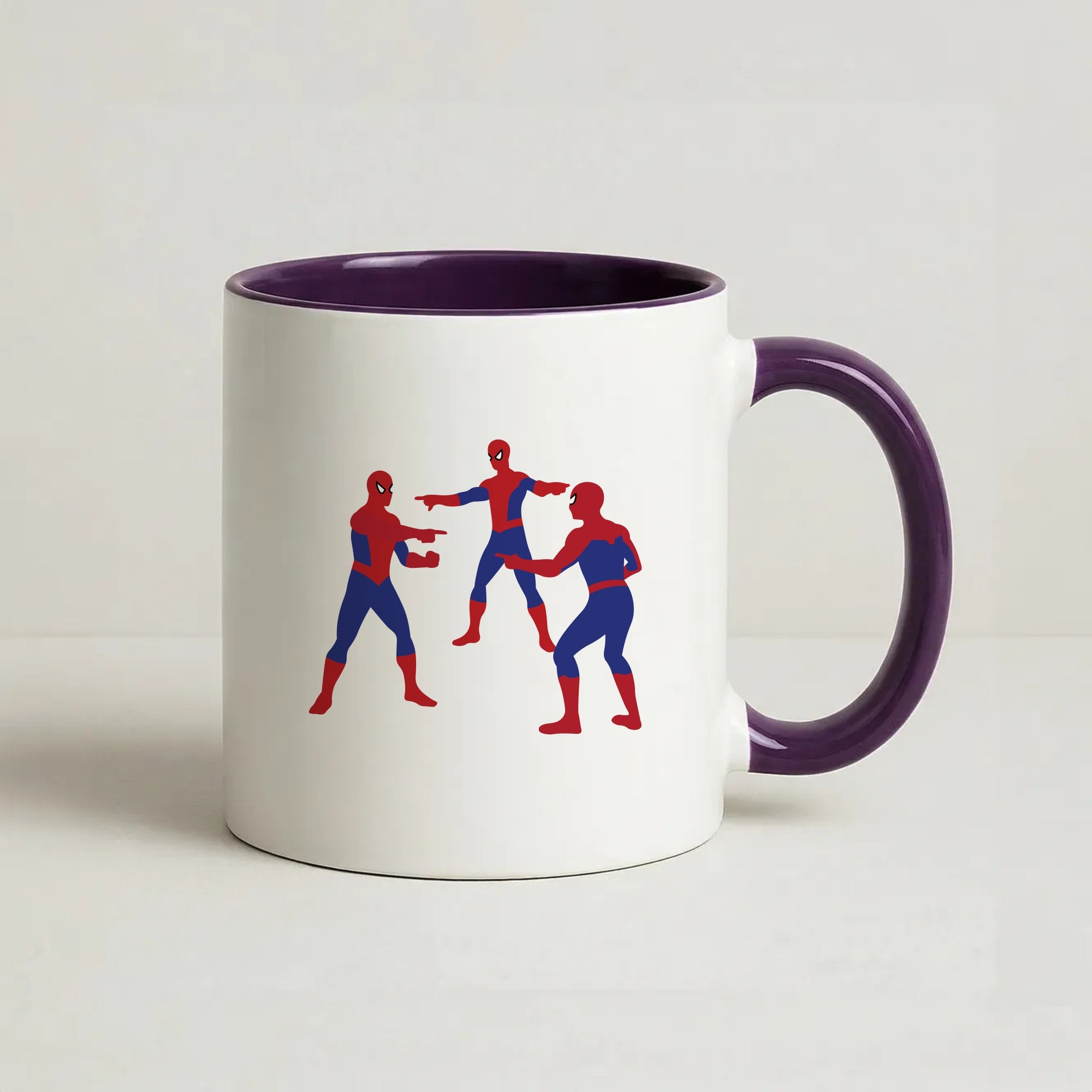 Spider Hero Pointing Meme Coffee Purple Mug