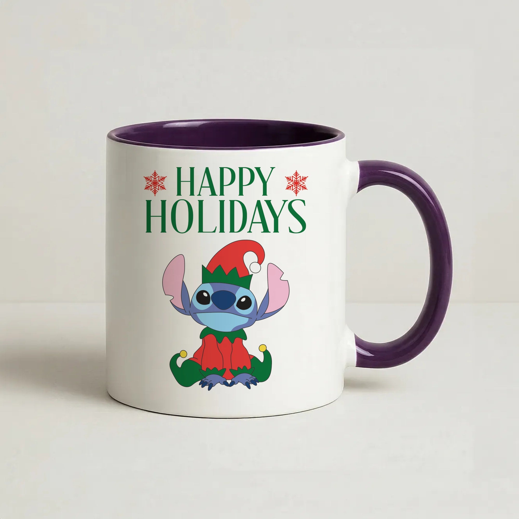 Cute Blue Alien Elf Coffee Purple Mug