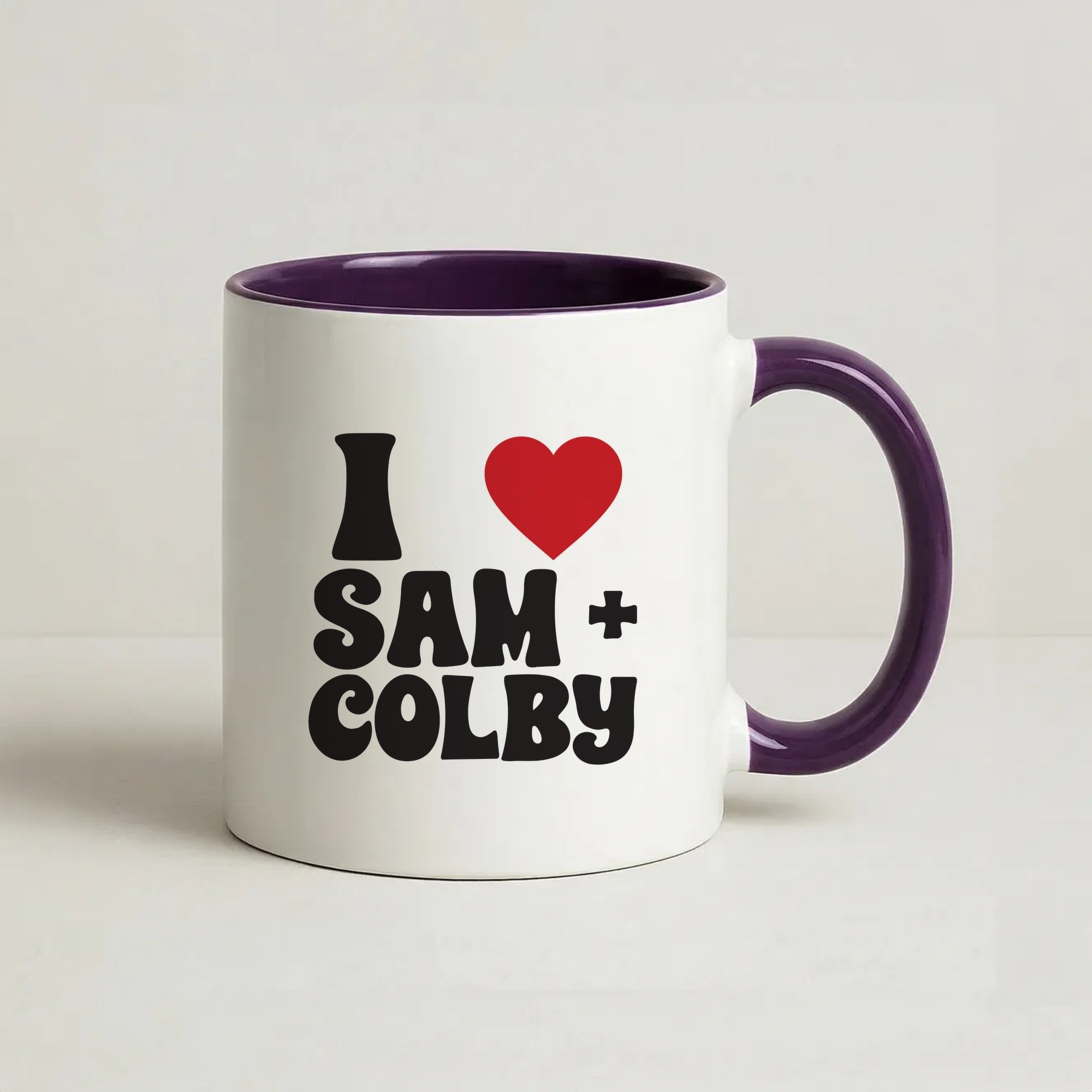 I Love S & C Coffee Purple Mug
