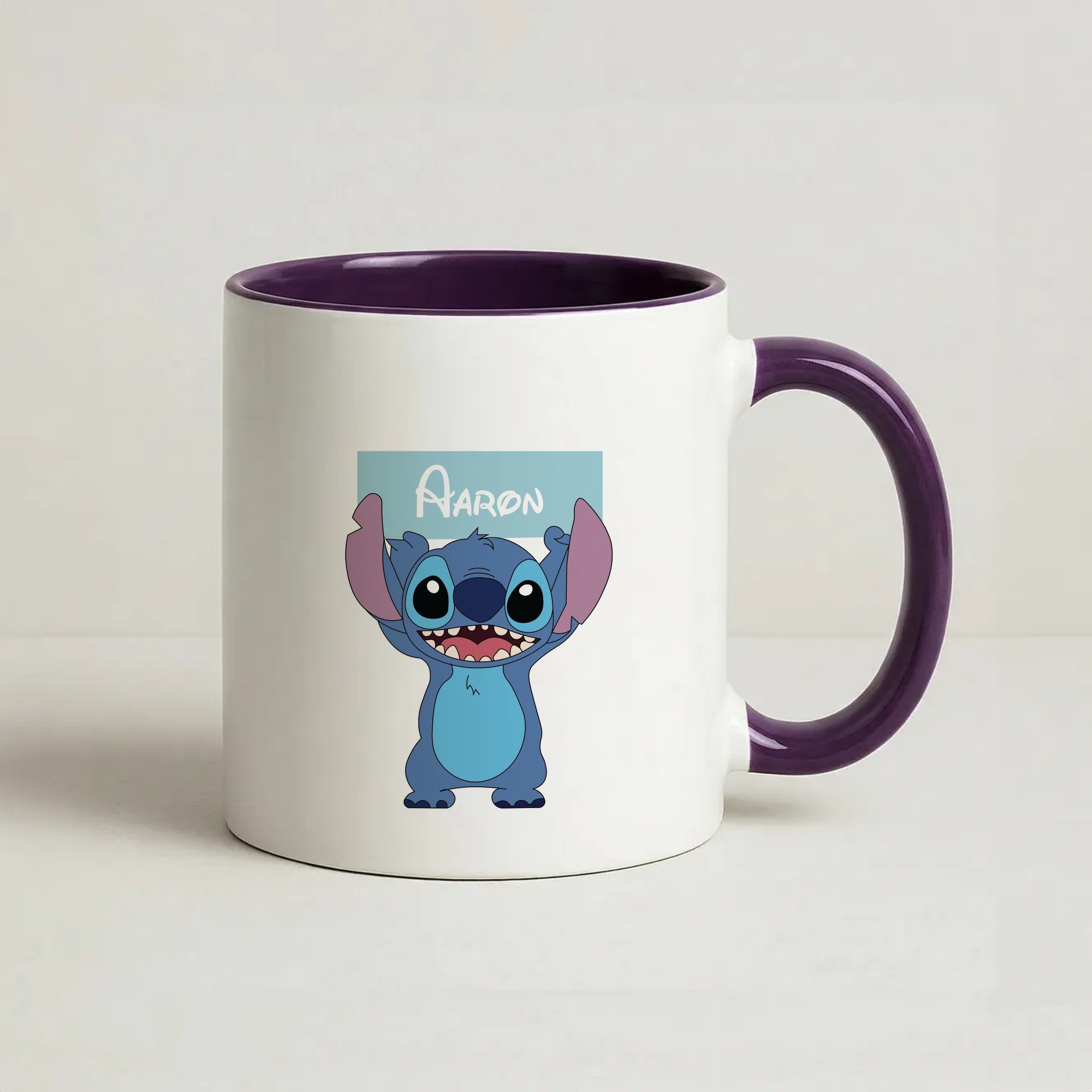Standing Blue Alien - Personalised Disney Coffee Purple Mug