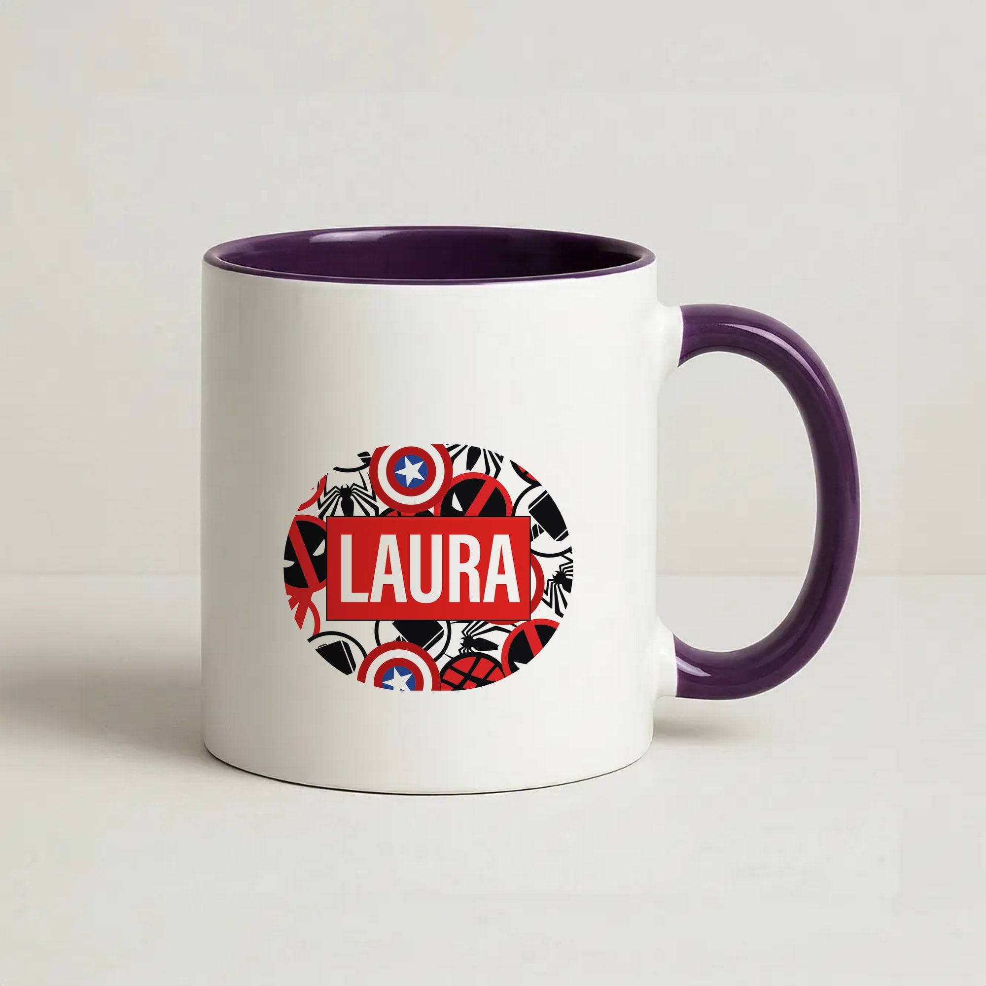 Collage - Personalised Superhero Comic Coffee Purple Mug