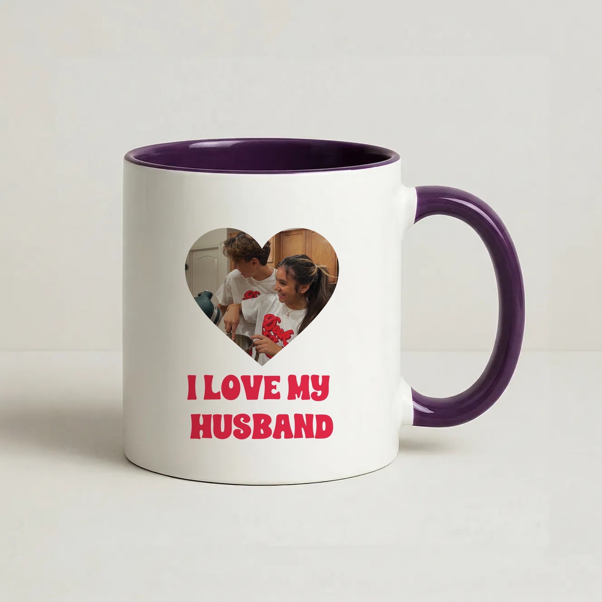 I Love My Husband - Personalised Couples Coffee Purple Mug
