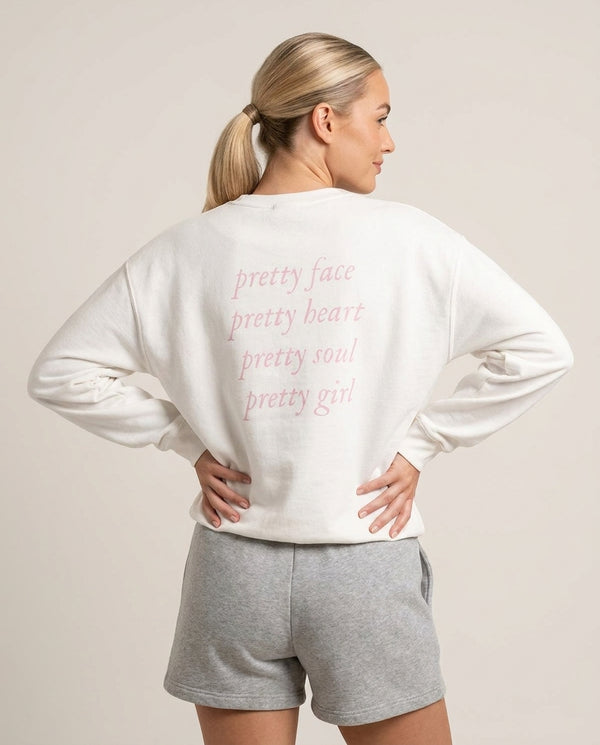 Pretty Girl - Clean Girl Aesthetic Sweatshirt — White Back, worn