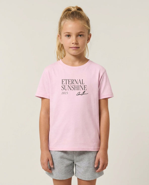 Sunshine Signature 2025 Kids T-Shirt — Pink Front, worn