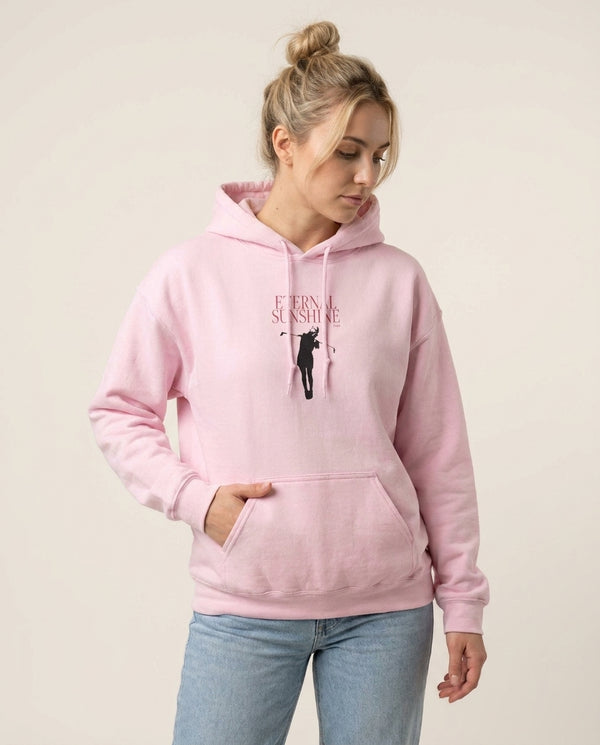 Red Sunshine 2025 Hoodie — Pink Front, worn