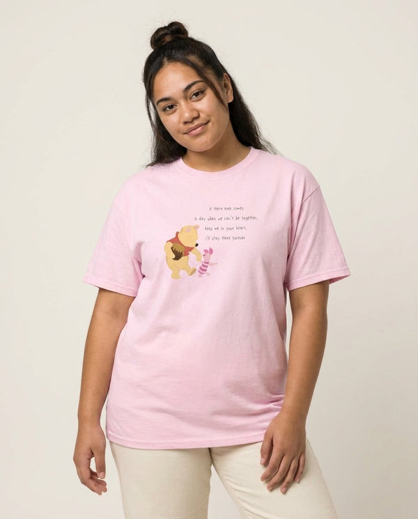 I'll Stay There Forever - Winnie T-Shirt — Pink Front, worn