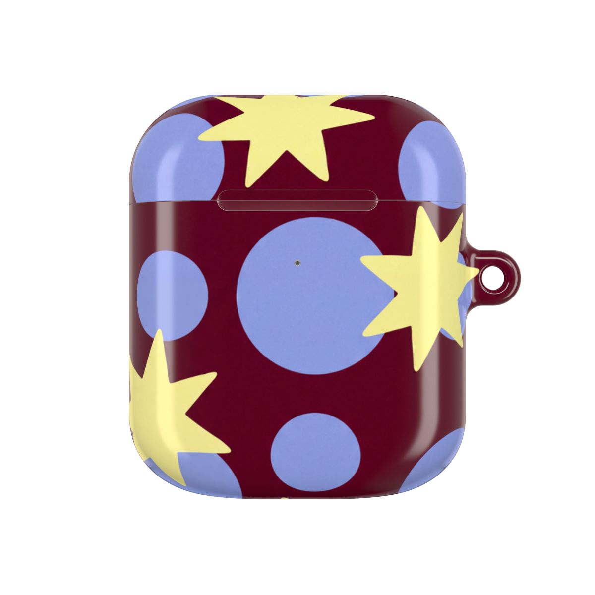 Butter Stars On Burgundy AirPods Case