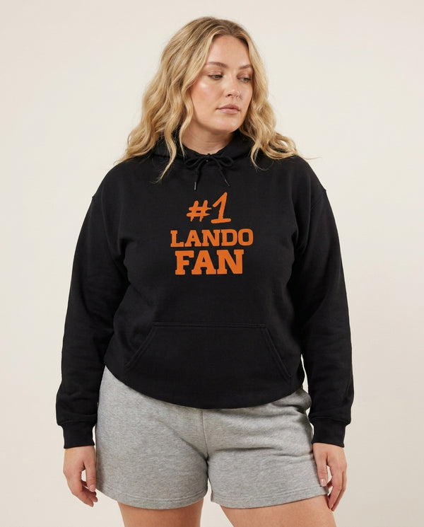 #1 Lando Fan Hoodie — Black Front, worn