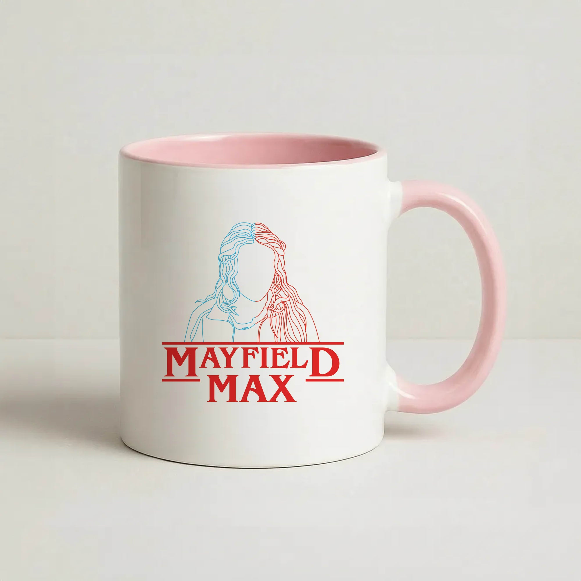 Blue And Red Max Coffee Pink Mug