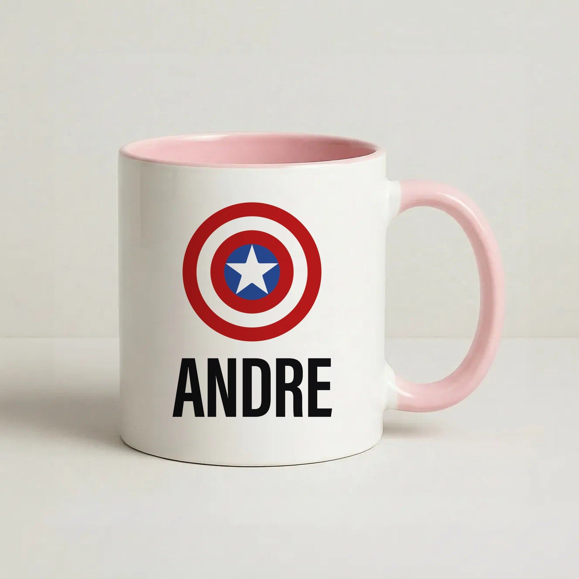 Captain America - Personalised Superhero Comic Coffee Pink Mug