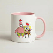 Cartoon Sponge And Starfish Christmas Hats Mug 2