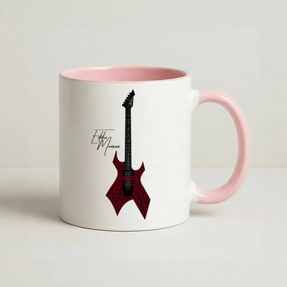 Eddie Munson Guitar Coffee Pink Mug