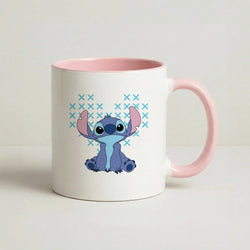 Blue Alien Hearts Coffee Pink Mug