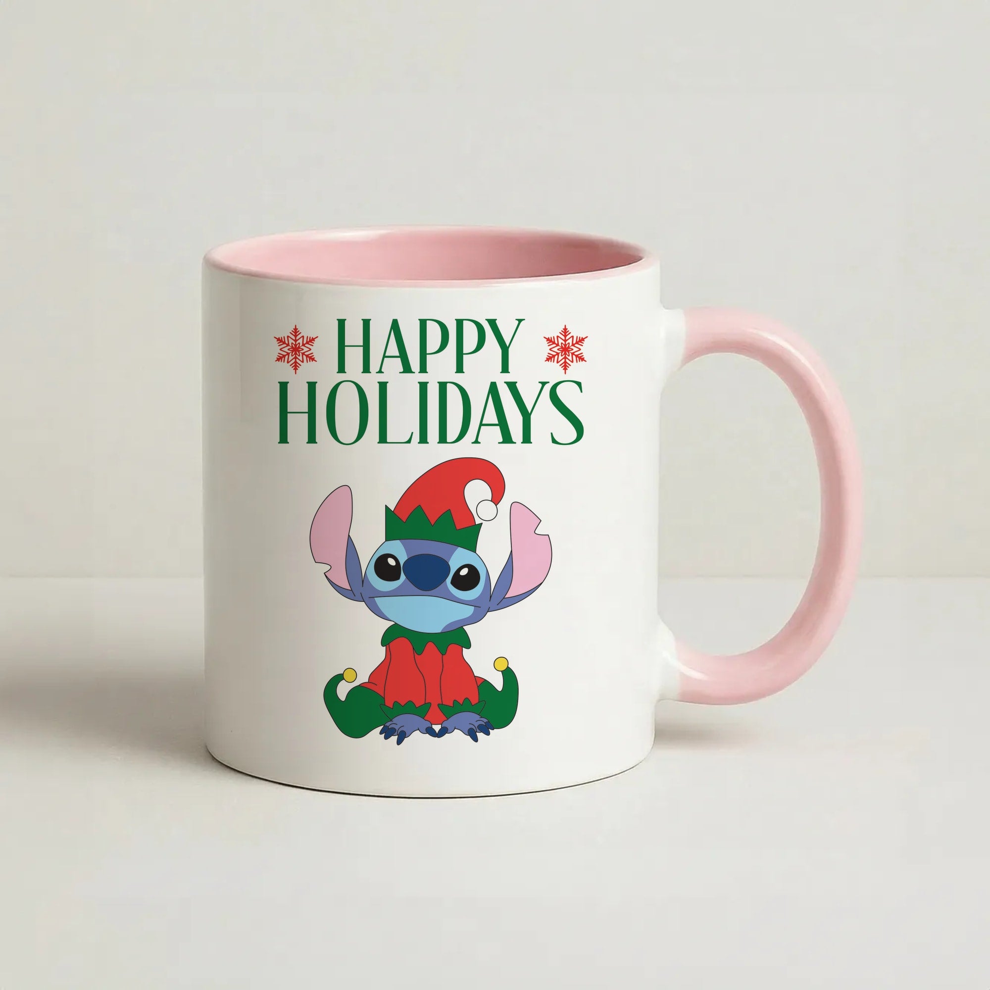 Cute Blue Alien Elf Coffee Pink Mug