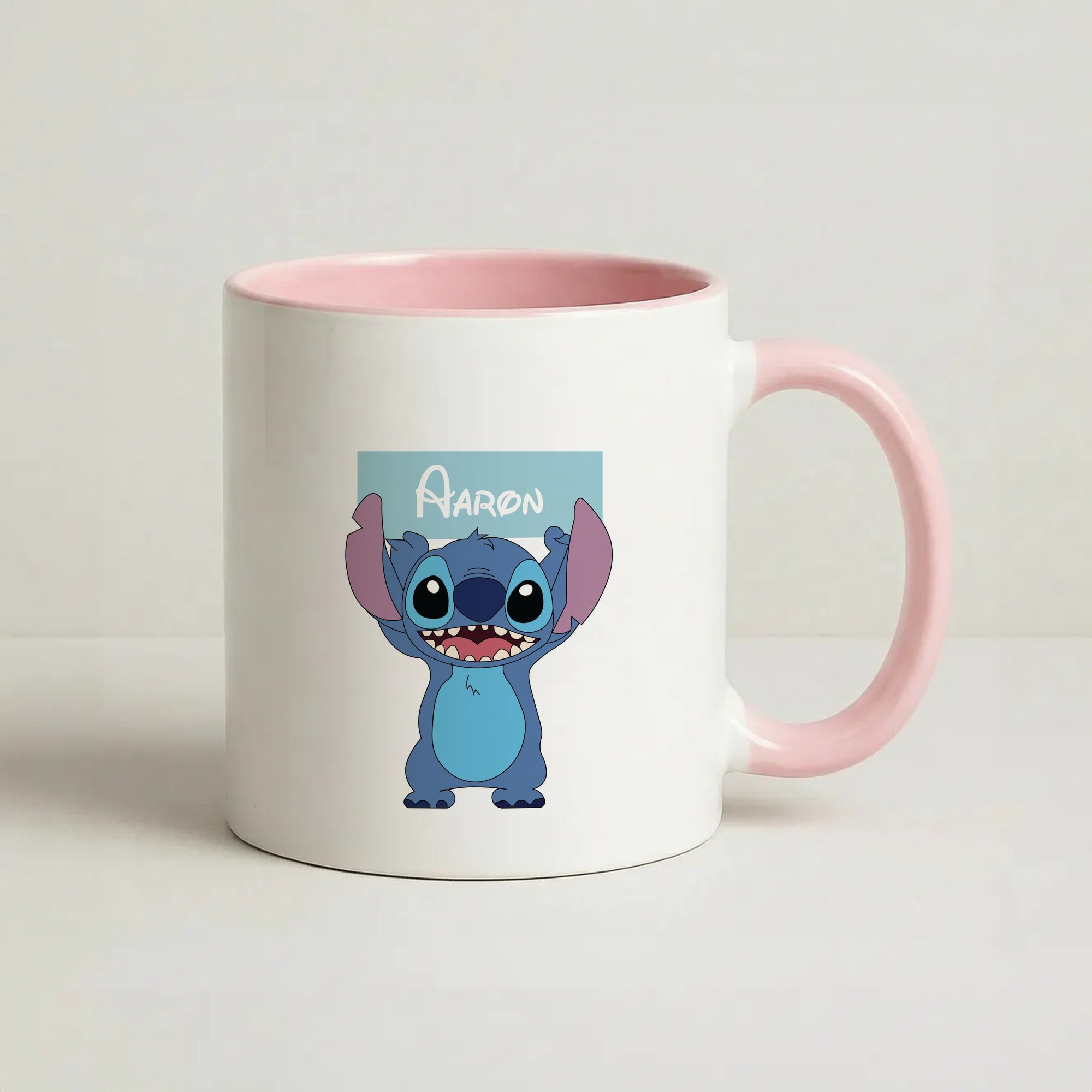 Standing Blue Alien - Personalised Disney Coffee Pink Mug