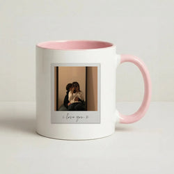 I Love You Polaroid - Personalised Couples Coffee Pink Mug