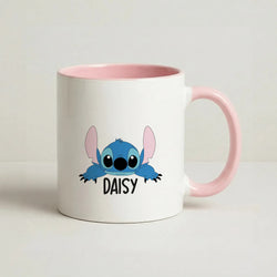 Blue Alien - Personalised Disney Coffee Pink Mug