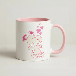 Cartoon Beagle Valentine Hearts Pattern Coffee Pink Mug