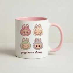 Happiness Is Eternal Monsters Coffee Pink Mug