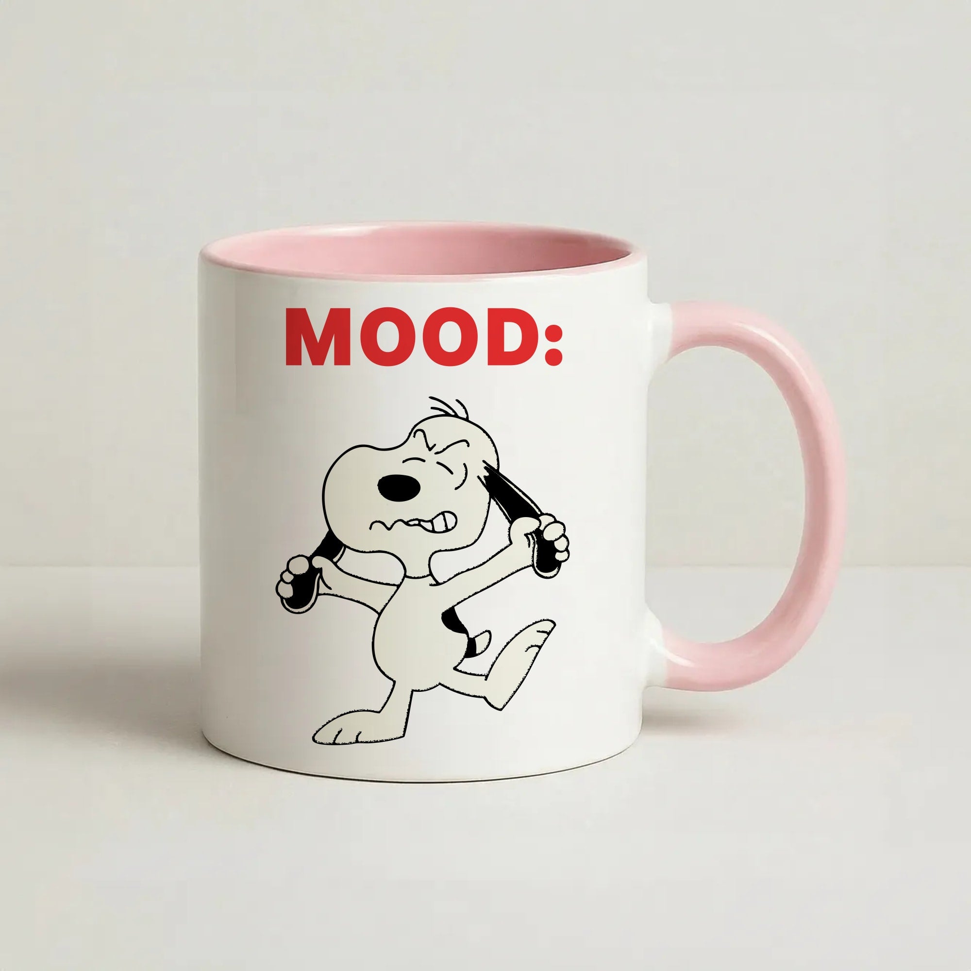 Mood Cartoon Beagle  Coffee Pink Mug