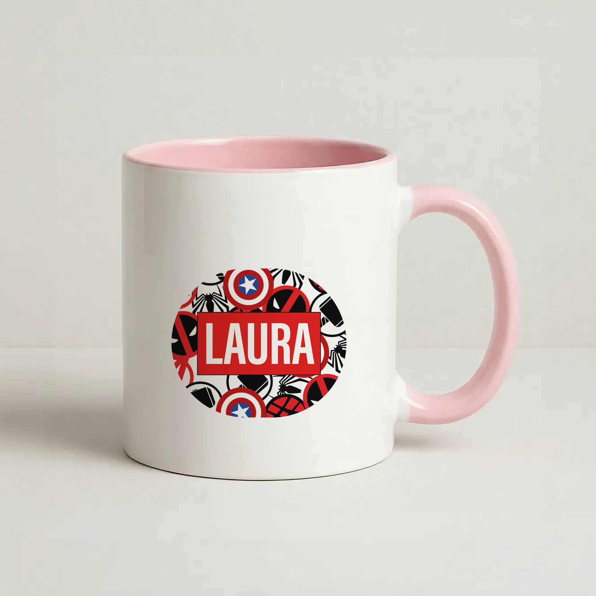 Collage - Personalised Superhero Comic Coffee Pink Mug