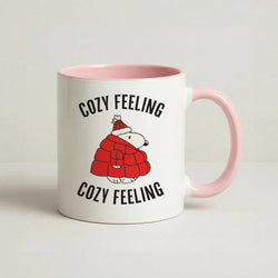 Cozy Feeling Cartoon Beagle Puffer Jacket Coffee Pink Mug