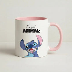 My Sprit Animal Blue Alien Coffee Pink Mug