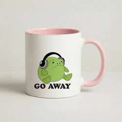 Go Away Grumpy Frog  Coffee Pink Mug