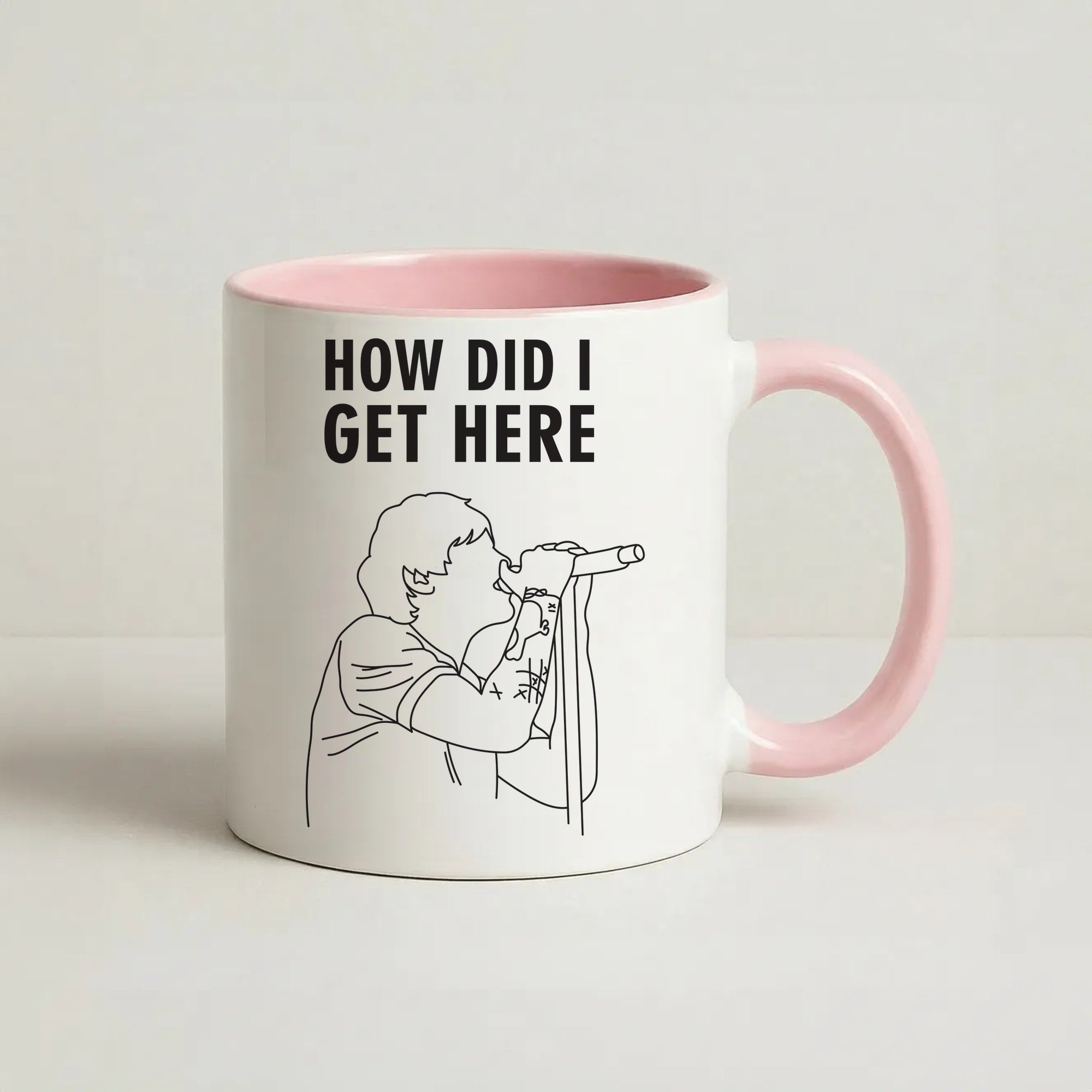 How Did I Get Here Outline Coffee Pink Mug