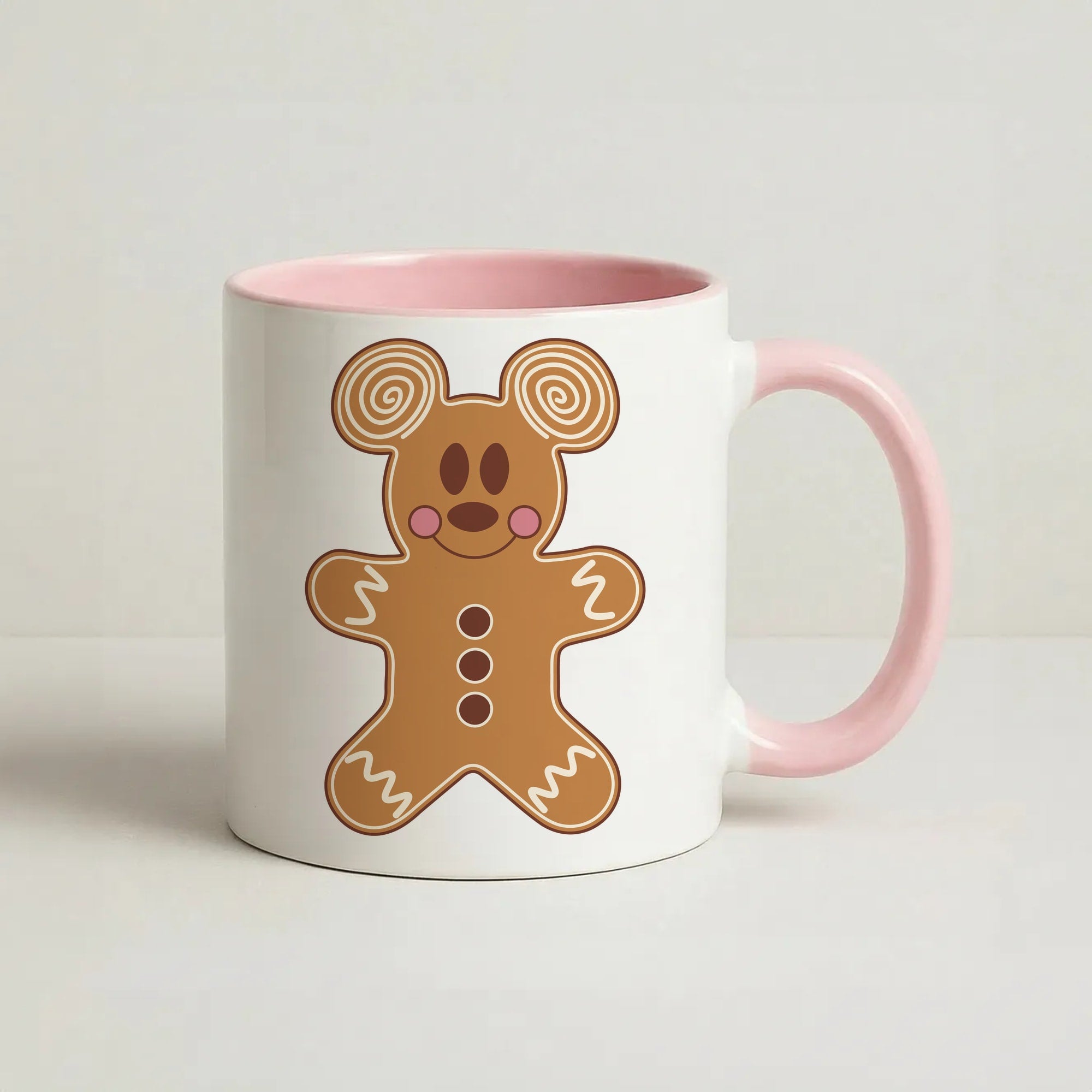 Cartoon Mouse Gingerbread Coffee Pink Mug