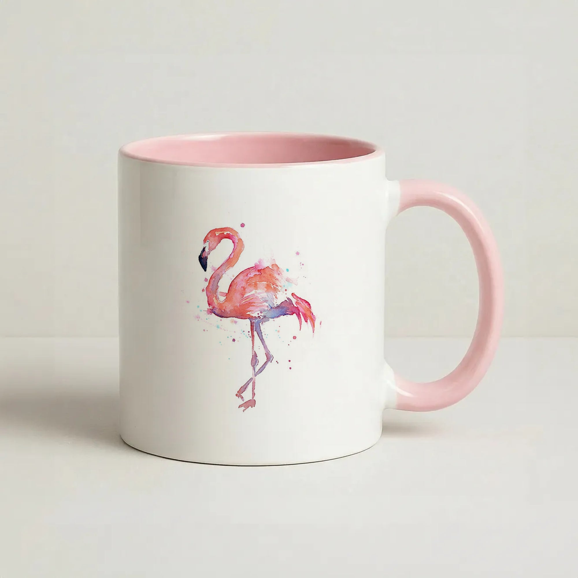 Watercolour Flamingo Painting Coffee Pink Mug